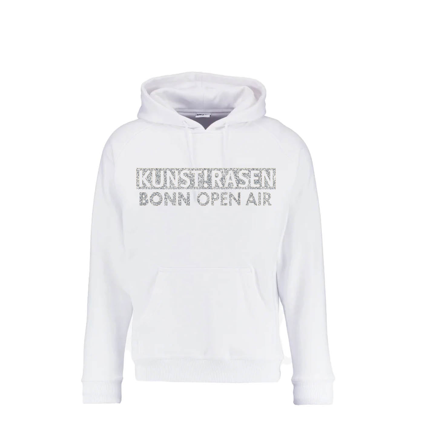 KUNSTRASEN Open Air Hoodie white Glitzer